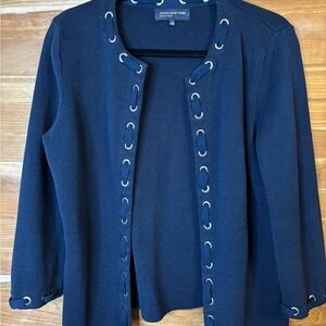 Jones New York Dark Blue Open Front Cardigan